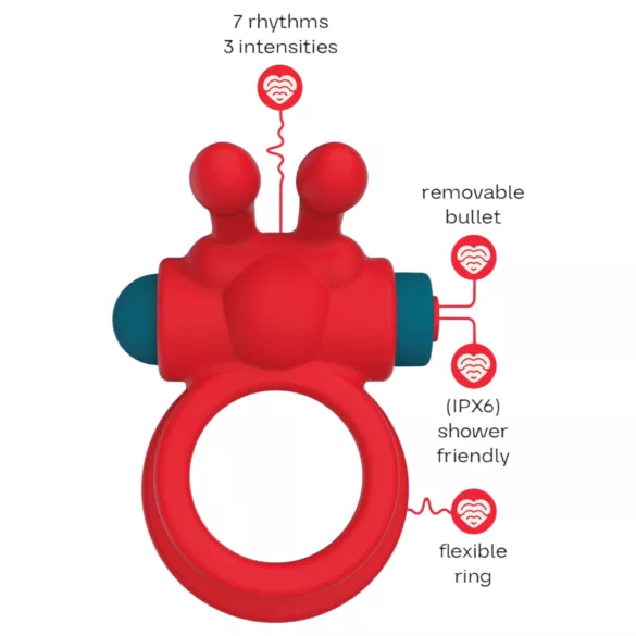 Dreamtoys Love Signal - vibrerende cockring (rood)