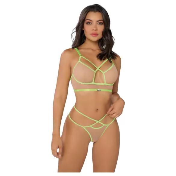 Zôf Rosie - beha- en stringset met neonkleurige bandjes (huidskleurig/groen)