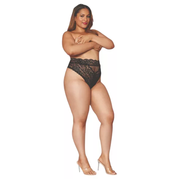Dreamgirls - hoge taille slip - kant - zwart - 2XL