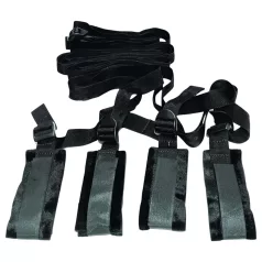 S&M - bondage set voor bed - verstelbare riemen - zwart