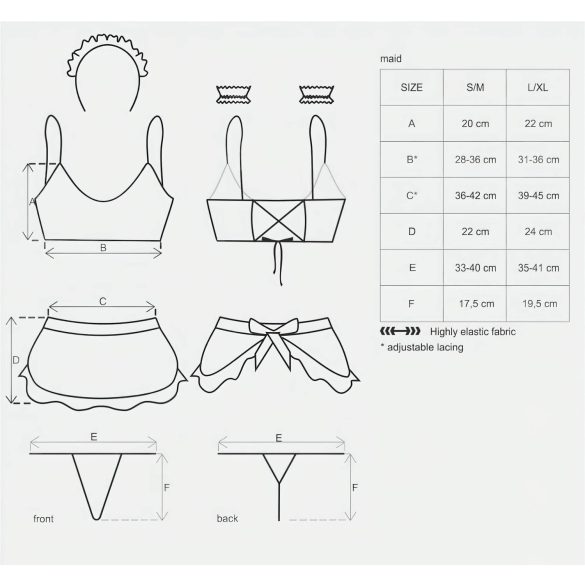 Obsessive Maid - verkleedset kamermeisje - 5-delig kostuum - maat S/M