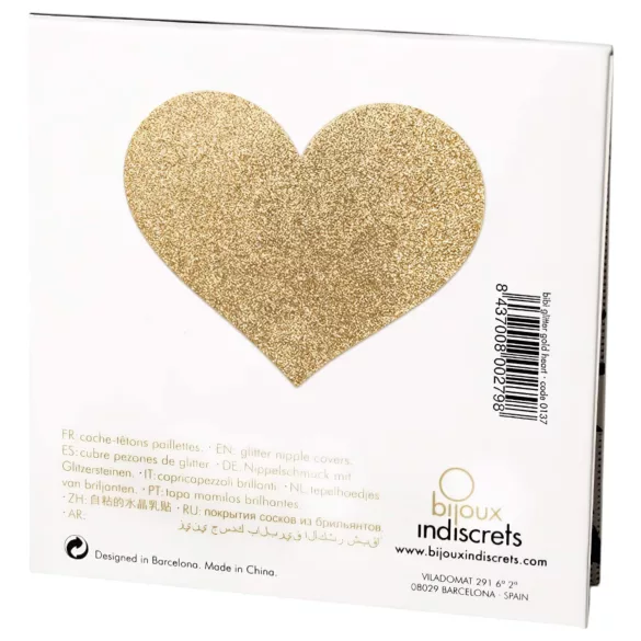 Bijoux Indiscrets Flash - glinsterende hartvormige tepelstickers (goud)