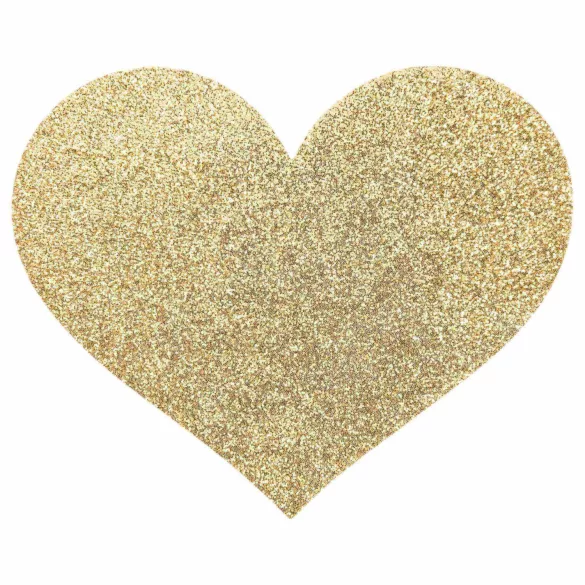 Bijoux Indiscrets Flash - glinsterende hartvormige tepelstickers (goud)