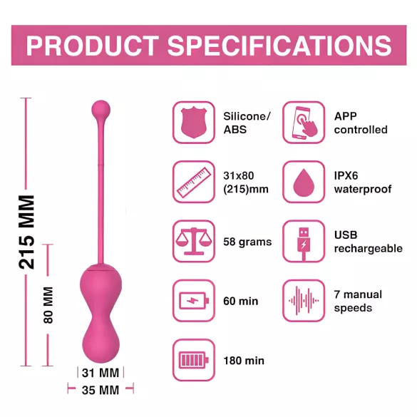 Magic Motion Kegel Master - App-gestuurde vibrerende geishabal (roze)