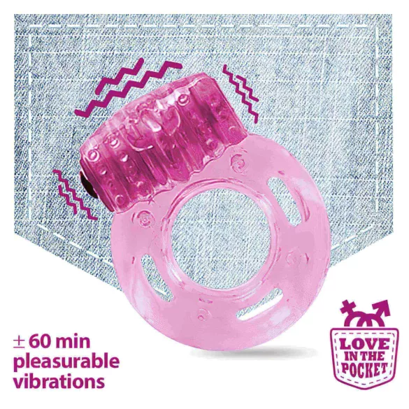 Love in the Pocket - vibrerende penisring - eenmalig gebruik - roze