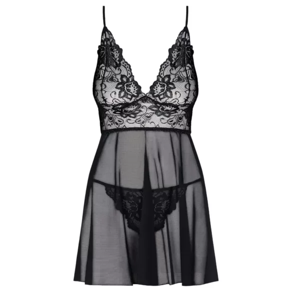 Obsessive Idillia - babydoll, kanten nachtjurk en string (zwart)