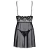Obsessive Idillia - babydoll, kanten nachtjurk en string (zwart)