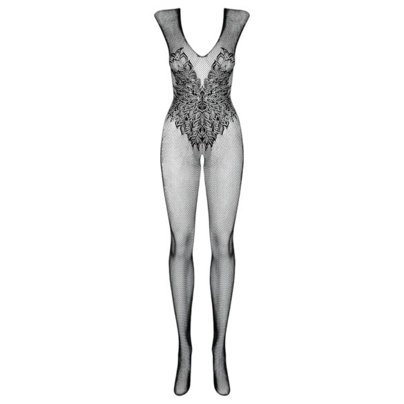 Obsessive N112 - bodystocking met engelenvleugels - zwart - S-L