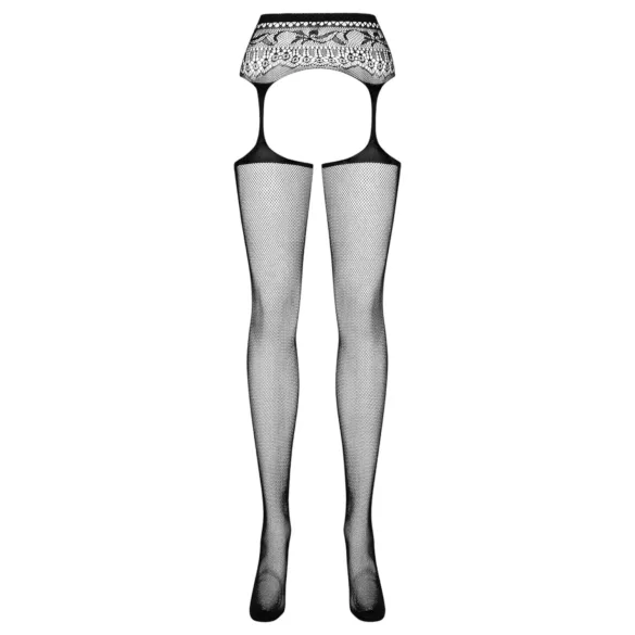 Obsessive S307 - jarretelset - bloemenmotief - zwart (S-L)