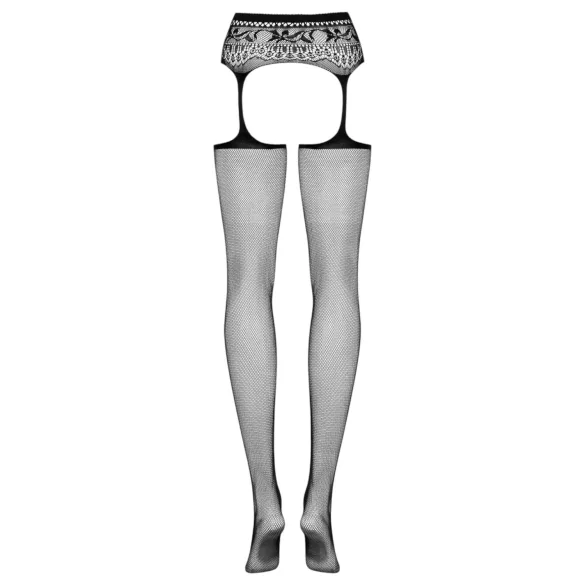 Obsessive S307 - jarretelset - bloemenmotief - zwart (S-L)