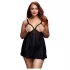BACI - babydoll grote maten - open en stippen - zwart XL-XXL