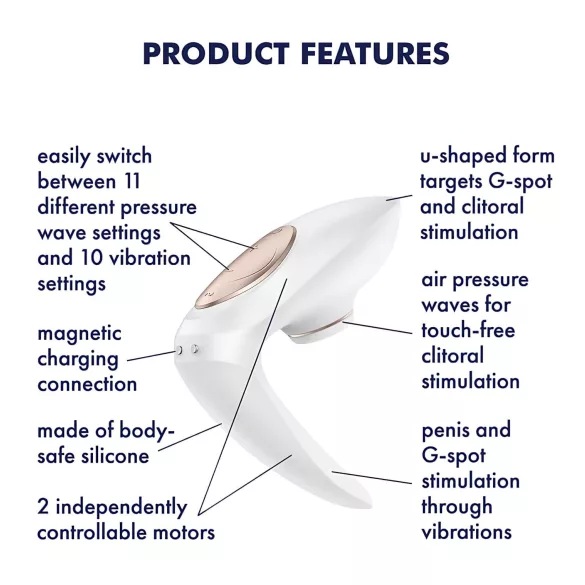 Satisfyer Pro 4 Couples - luchtdruk vibrator voor koppels - oplaadbaar - wit