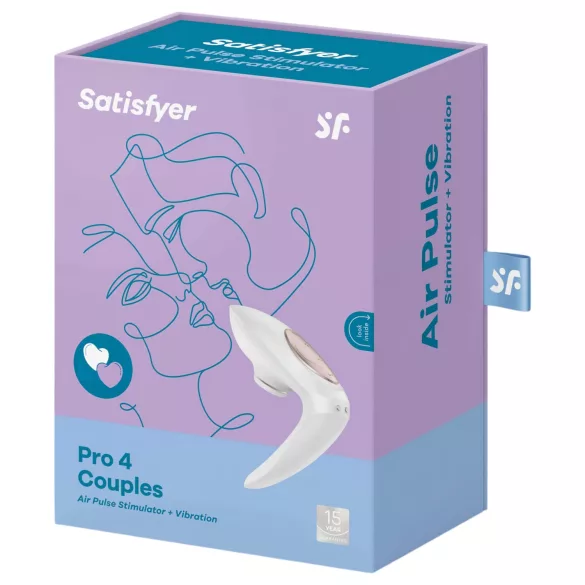 Satisfyer Pro 4 Couples - luchtdruk vibrator voor koppels - oplaadbaar - wit