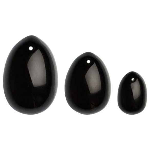 La Gemmes Yoni - set van 3 yoni-eieren - zwarte obsidiaan