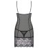 Obsessive Alluria - kanten nachtjurk met string (zwart) - L/XL