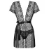 Obsessive - kanten kimono met string - zwart
