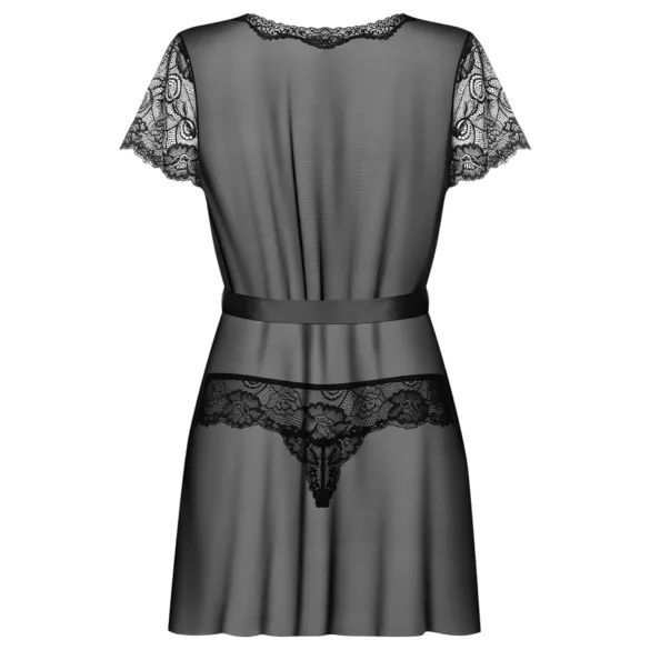 Obsessive - kanten kimono met string - zwart - L/XL