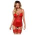 Obsessive Lovica - jarretel set met kanten top en string - rood