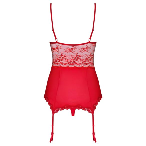 Obsessive Lovica - jarretel set met kanten top en string - rood