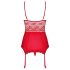 Obsessive Lovica - jarretel set met kanten top en string - rood