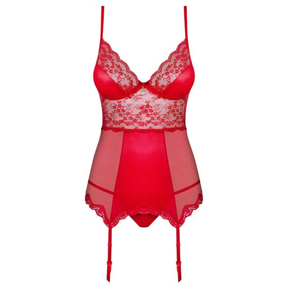 Obsessive Lovica - jarretel set met kanten top en string - rood