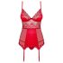 Obsessive Lovica - jarretel set met kanten top en string - rood