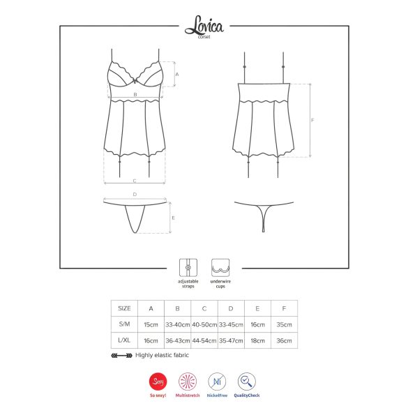 Obsessive Lovica - jarretel set met kanten top en string - rood