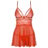 Obsessive - Babydoll set met kant en string - rood