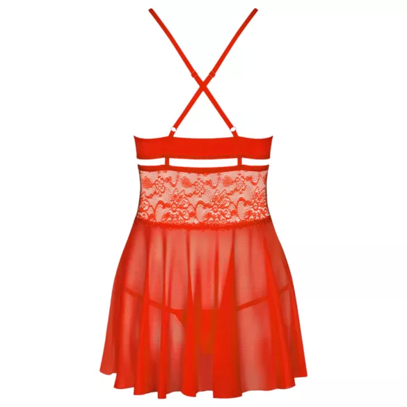 Obsessive - Babydoll set met kant en string - rood - L/XL