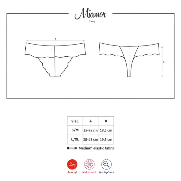 Obsessive Miamor - dames string - met strass steentjes - kant - zwart - L/XL