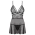 Obsessive - babydoll set - doorzichtig kant - zwart