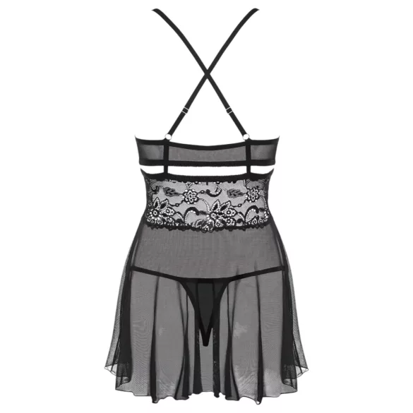 Obsessive - babydoll set - doorzichtig kant - zwart