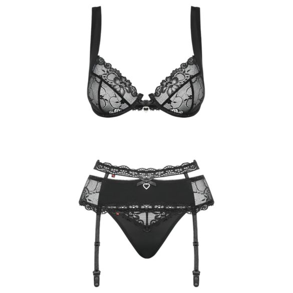 Obsessive Heartina - lingerie set - zwart
