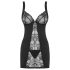 Obsessive Heartina - nachtjurk en string (zwart) - L/XL