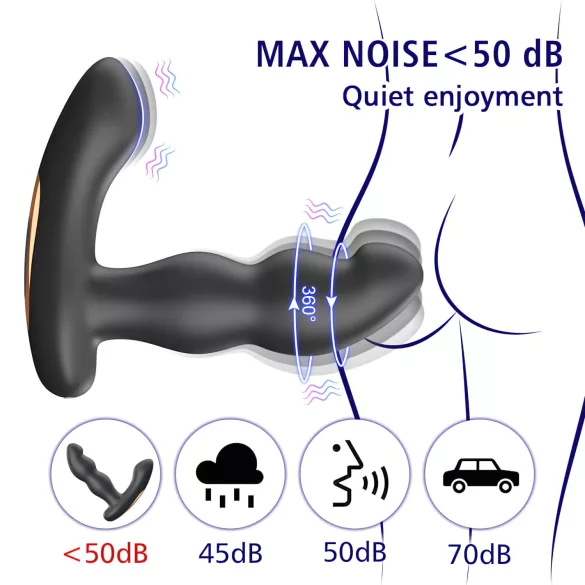 Aixiasia Hiross - anale vibrator met rotatie - zwart