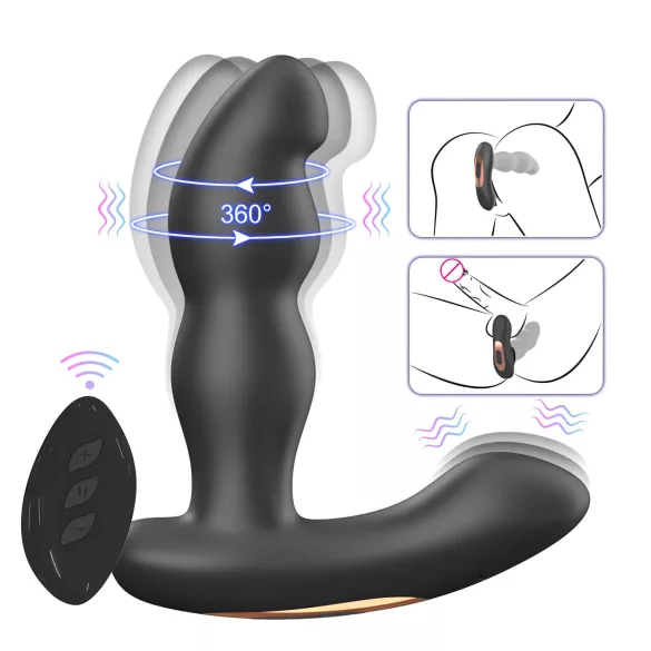 Aixiasia Hiross - anale vibrator met rotatie - zwart