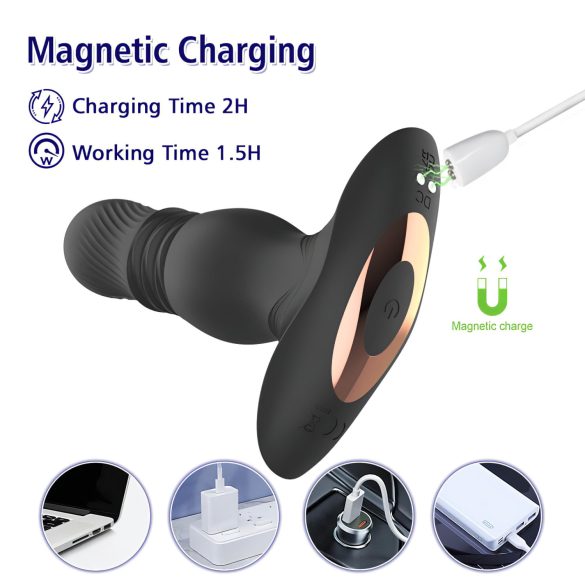 Aixiasia Roy - anale vibrator met stootfunctie - oplaadbaar - zwart