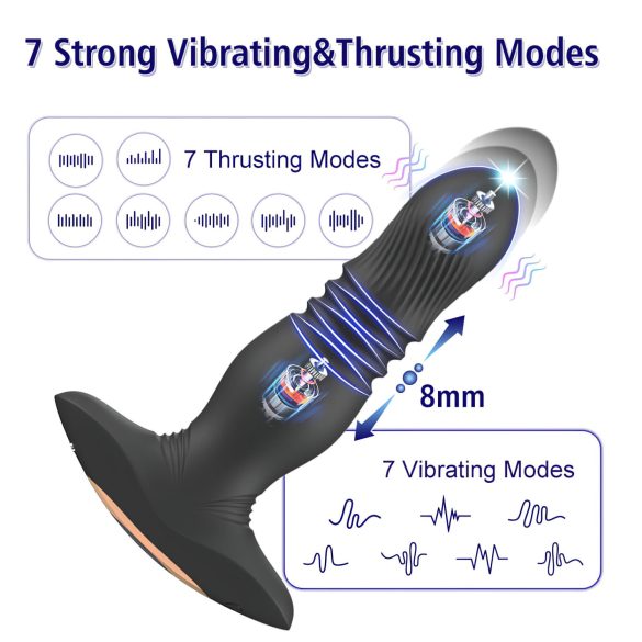 Aixiasia Roy - anale vibrator met stootfunctie - oplaadbaar - zwart