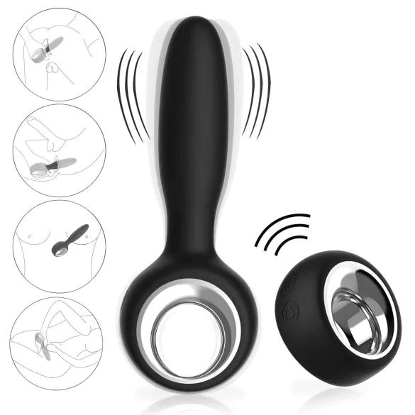 Aixiasia Dylon-Remote - draadloze oplaadbare anaal vibrator - zwart