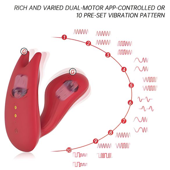 Magic Motion Umi - slimme, heroplaadbare strap-on vibrator (rood)