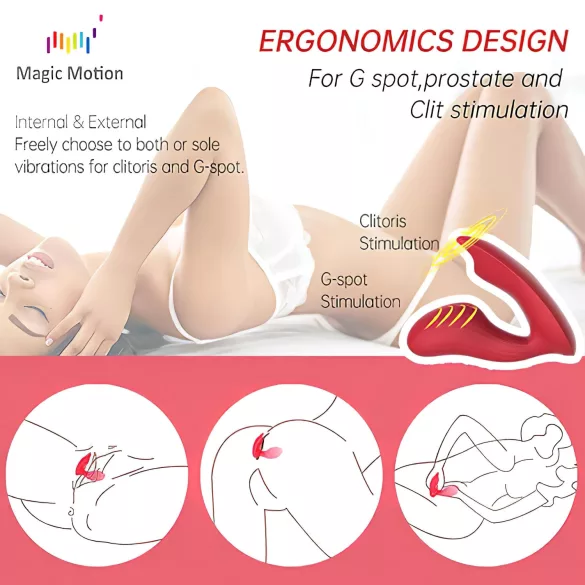 Magic Motion Umi - draagbare app-gestuurde inbrengbare vibrator (rood)