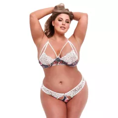 Baci Plus Size - Bloemen kant BH set (wit)