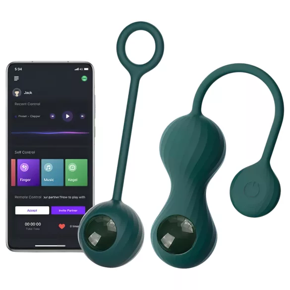 Magic Motion Crystal Duo - App-gestuurde vibrerende geishaballetjes (groen)
