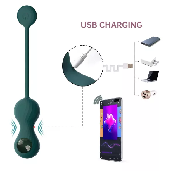 Magic Motion Crystal Duo - App-gestuurde vibrerende geishaballetjes (groen)