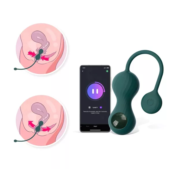 Magic Motion Crystal Duo - App-gestuurde vibrerende geishaballetjes (groen)
