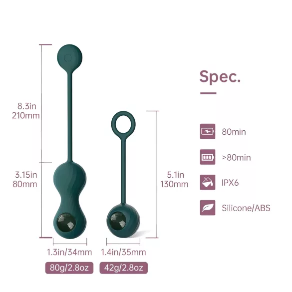 Magic Motion Crystal Duo - App-gestuurde vibrerende geishaballetjes (groen)