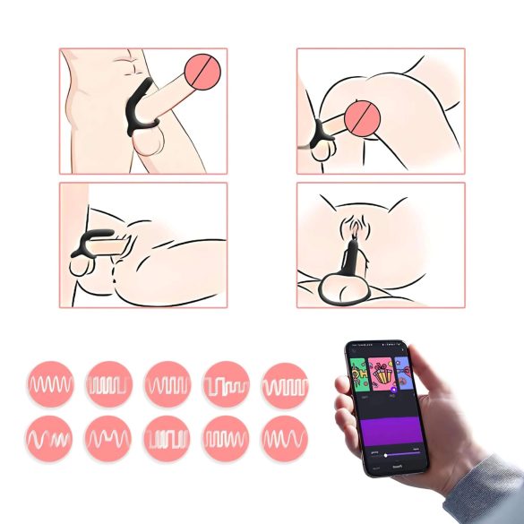 Magic Motion Rise - slimme vibrerende cockring, oplaadbaar (zwart)