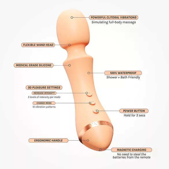 Vush Majesty 2 - oplaadbare vibrator - waterdicht massagestok - oranje