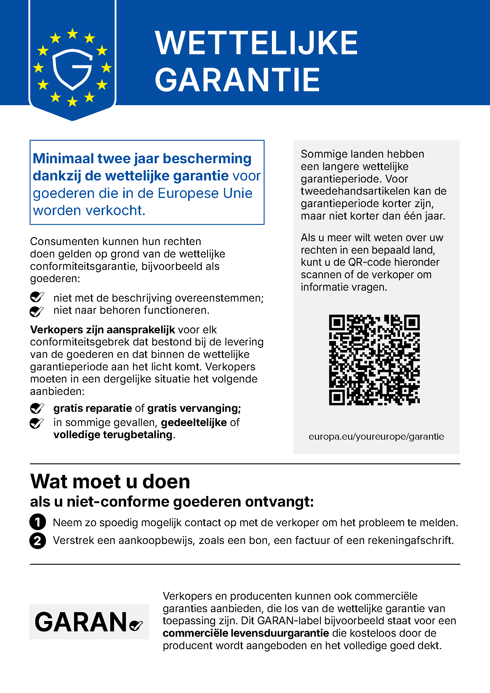 WETTELIJKE GARANTIE